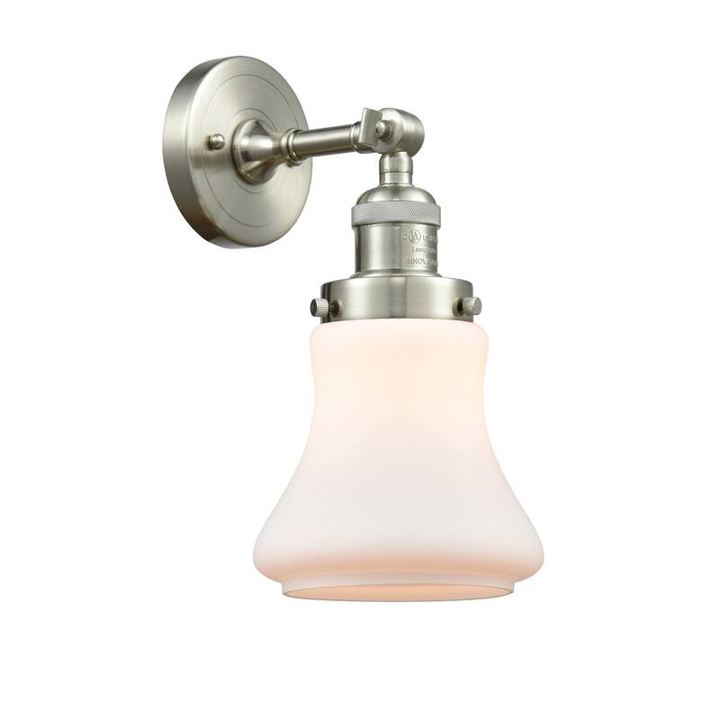 Innovations Lighting Bellmont Single Light 11" Tall Bathroom Sconce - Brushed Satin Nickel / Matte White