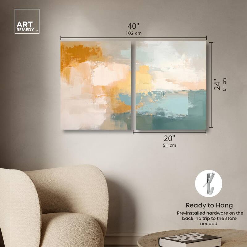 Muted Melody I Canvas Set of 2 by Art Remedy, Gallery Wrapped