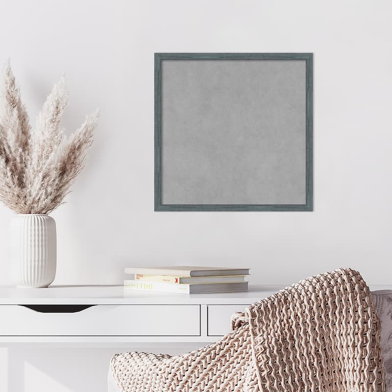 Amanti Art Dixie Blue Grey Rustic Narrow Framed Magnetic Board