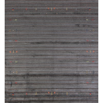 Hand Knotted Oriental 100% Wool Carpet Tribal Tribal Greys & Charcoal Gabbeh Area Rug - 8' 2'' X 8' 3''