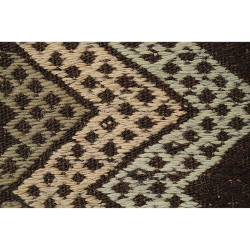 Hand Woven Oriental 100% Wool Carpet Southwestern Tribal Multi-Colored Kilim Runner Rug - 9' 5'' X 3' 0''
