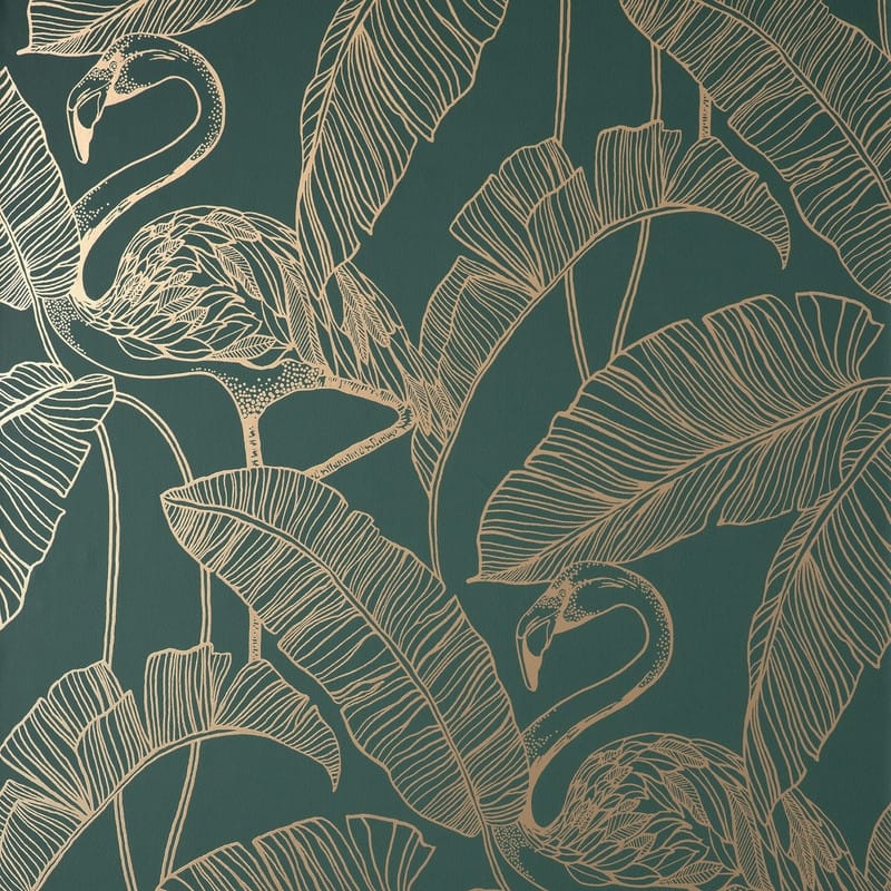 Fine Decor Mulholland Dark Green Flamingo Wall - 20.5 x 396 x 0.025