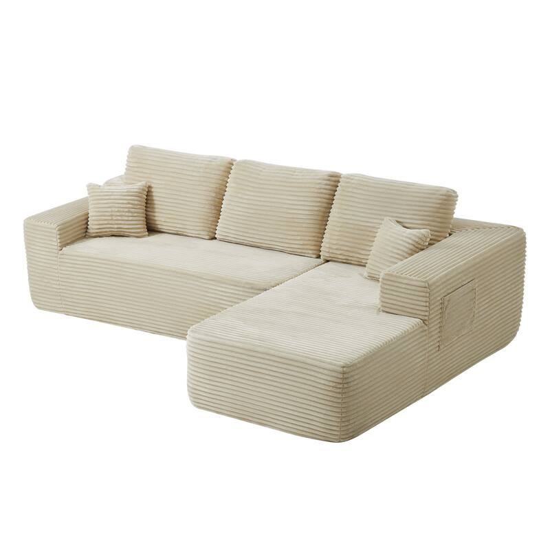 104" Cloud Sectional Sofa with L-Shape Chaise and Side Pockets, Modern Modular Design, Deep Seating, Upholstered Couch