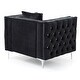 preview thumbnail 4 of 2, Jeweled Button Tufted Accent Chair with Pillow - 40" - Black and Silver
