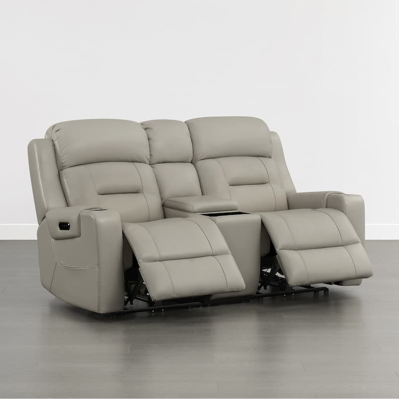 Spruce & Spring Genuine Leather Power Reclining Sofa with Wireless Charging