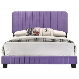 LYKE Home SLAT DETAIL QUEEN BED , PURPLE