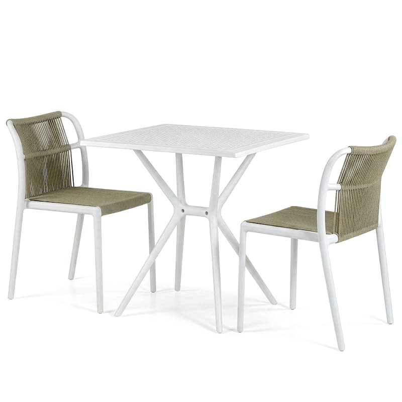 Belden Basma Beige White Outdoor Dining 2 Seats Set