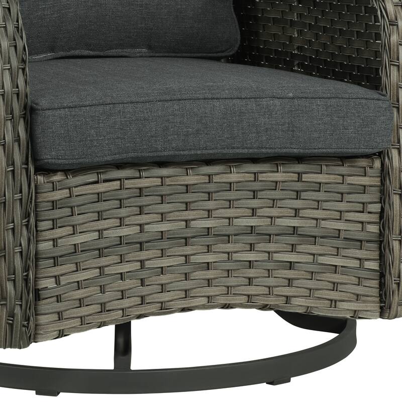 Outdoor Rattan Wicker Swivel Lounge Chair Cushioned Patio Rocker
