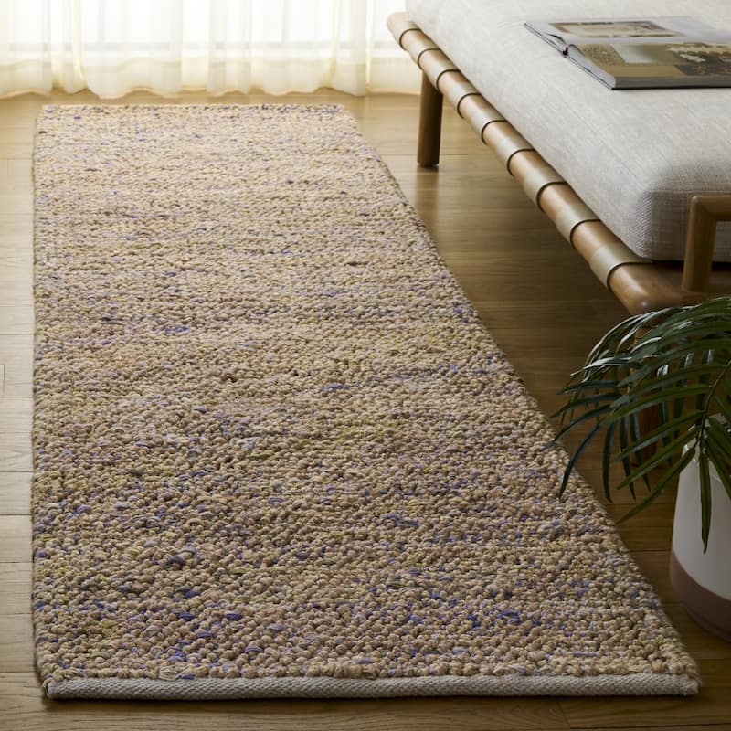 SAFAVIEH Handmade Bohemian Ancilla Jute Rug - 2'3" x 8' Runner - Natural/Purple
