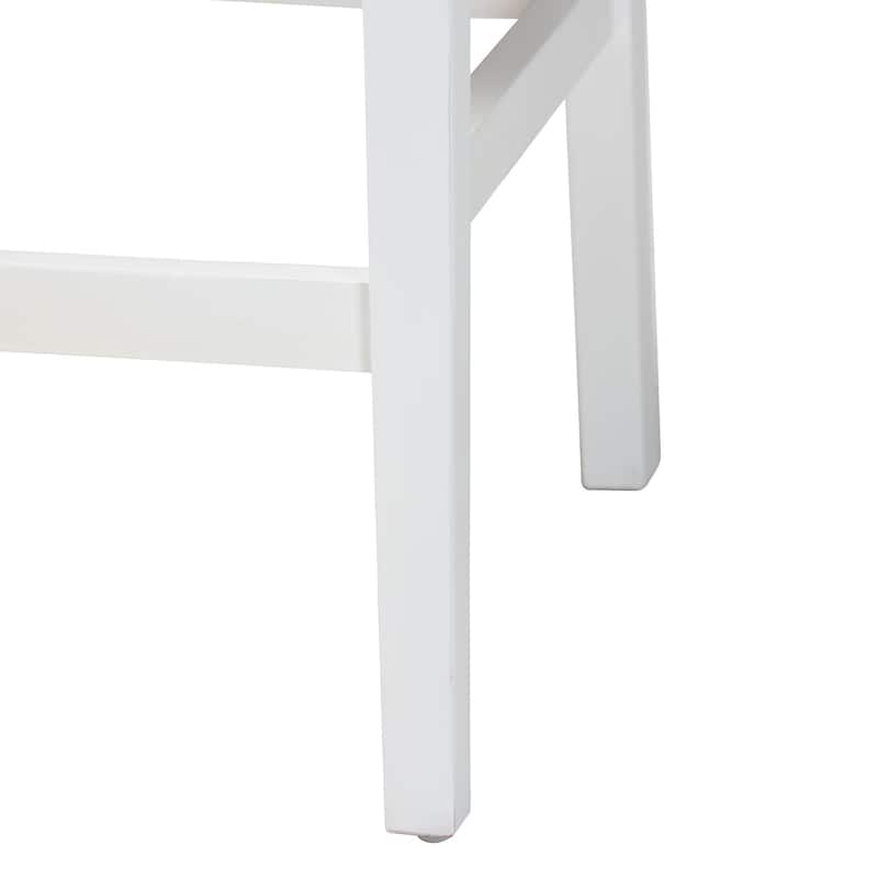 Talli Bohemian Paper Loom and White Mahogany Wood 2-Piece Bar Stool Set