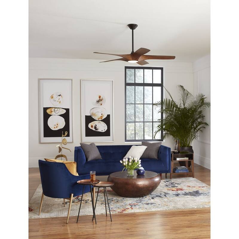 Vernal Collection 60-Inch 5-Blade LED Wifi DC Smart Ceiling Fan - 60 in x 60 in x 14.25 in