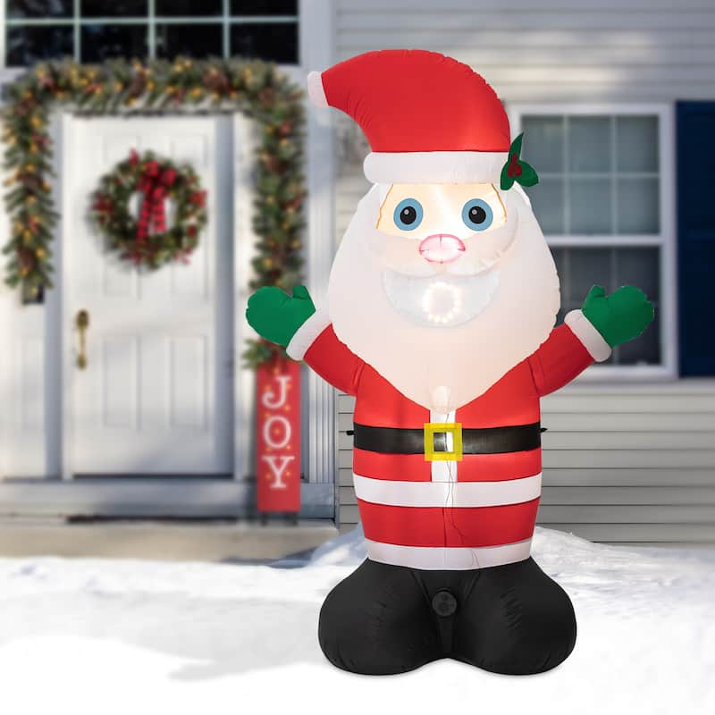 Glitzhome 8FT Lighted Inflatable Musical Santa Decor