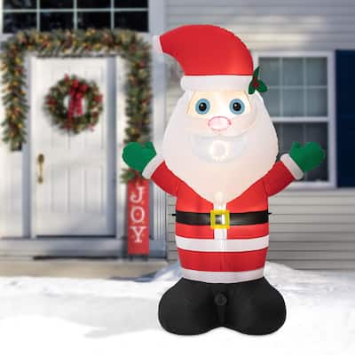 Glitzhome 8FT Lighted Inflatable Musical Santa Decor