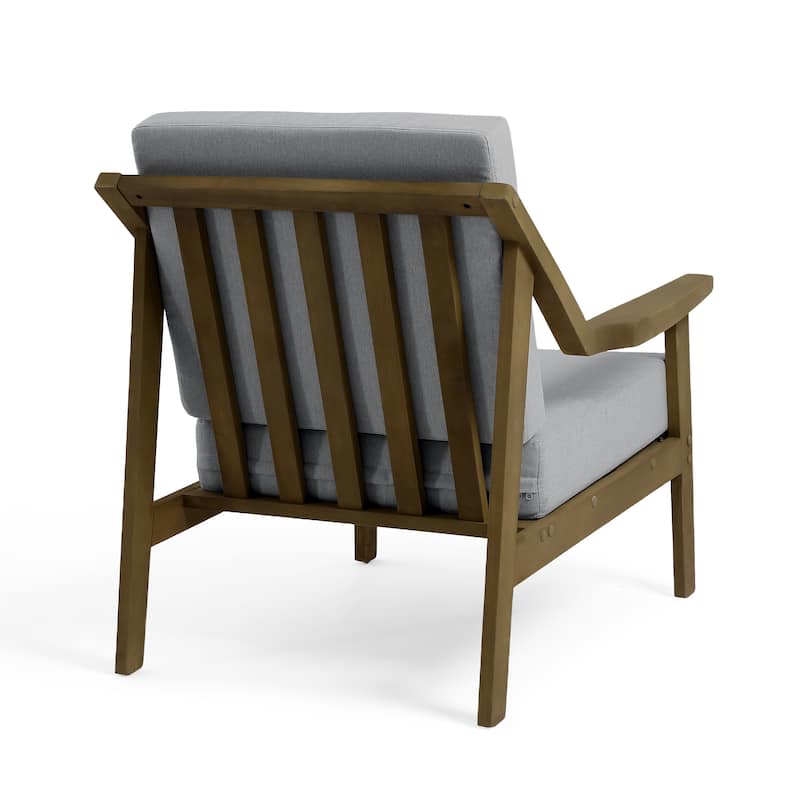 Set of 2 Outdoor Teak Wood Patio Chair with Cushion