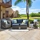 preview thumbnail 1 of 80, Ovios 5-piece Outdoor High-back Wicker Sectional Set