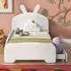 preview thumbnail 2 of 13, Chenille Upholstered Twin Platform Bed, Cartoon Ears Headboard, 2 Drawers, Guardrail