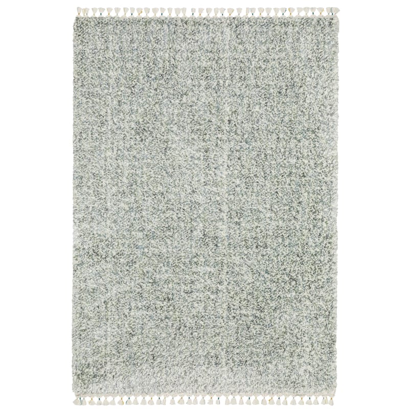 Style Haven Aire Multi-colored Static Solid Shag Tassel Fringe Area Rug. - 3' 10" x 5' 5" - Light Blue/Ivory - Runner/Rectangle