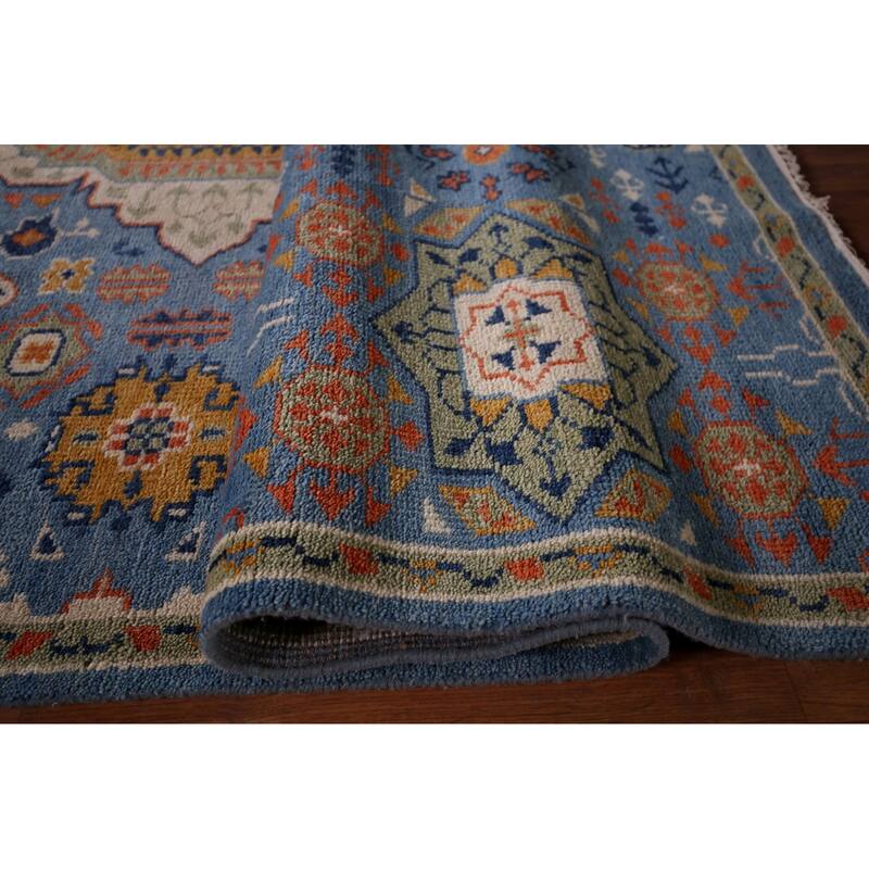 Geometric Khotan Indian Area Rug Handmade Wool Carpet - 8'9"x 11'8"