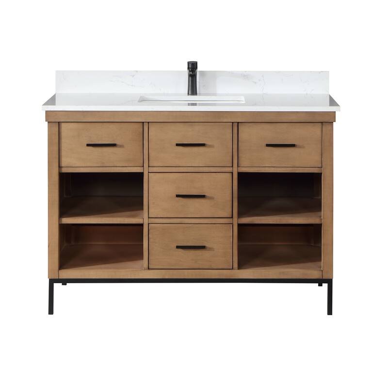 Altair Kesia Bathroom Vanity with White Composite Stone Top without Mirror