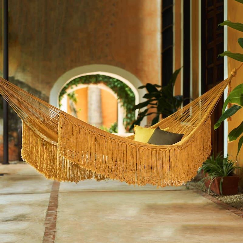 Novica Handmade Amber Cascade Cotton Rope Hammock (Double)