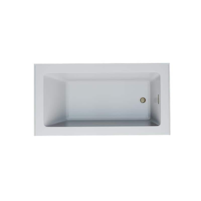 Provenza White Alcove Bathtub with Right Drain and Brushed Gold Hardware - 60 in L x 32 in W