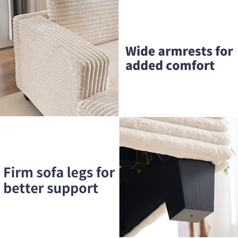 Mixoy Oversize Corduroy Fabric Convertible Modular 3-seater Sofa/Loveseat Sofa For Living Room