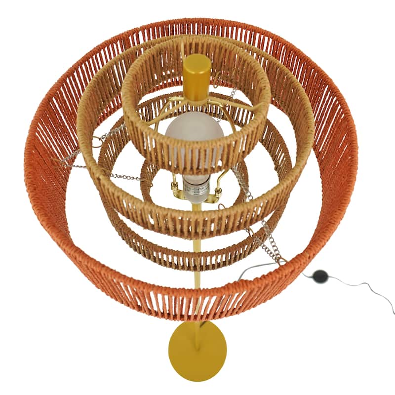 Katie Bohemian Tiered Rope Floor Lamp with Gold Base