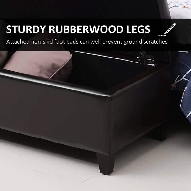 51" Ottoman Storage Bench, Faux Leather Storage Chest with Lift Top