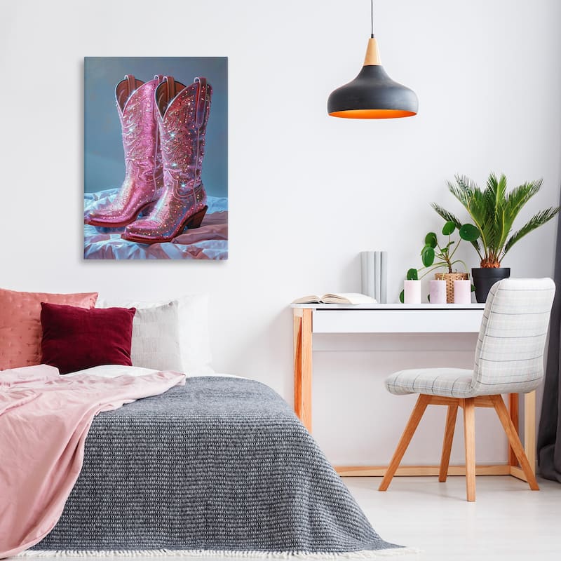 Stupell Dazzling Pink Glam Cowgirl Boots Canvas Wall Art Design By LSR Creative Studio
