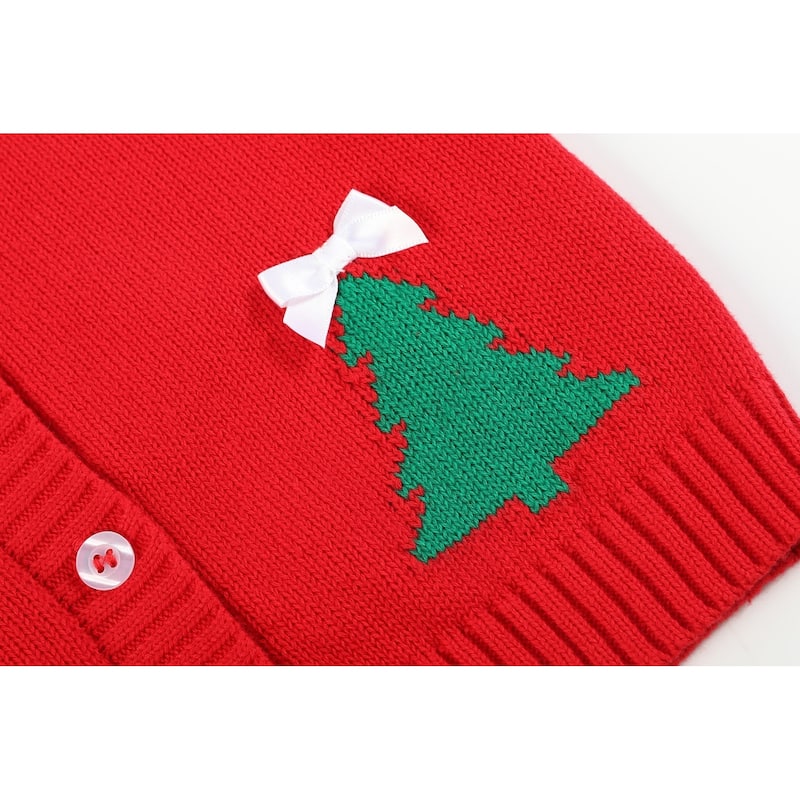 Lil Cactus Red Christmas Tree Knit Cardigan