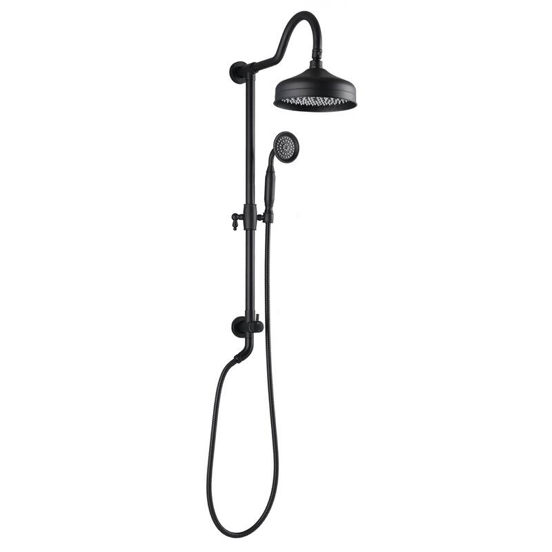 Proox Wall Mount Bathroom Rainfall Shower Fixtures Faucet with 8 inch Shower Head Handheld - Shower - Matte Black