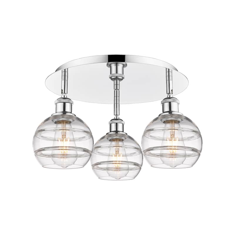 Innovations Lighting 516-3C-9-18 Rochester Flush Rochester 3 Light 18" - Polished Chrome / Clear