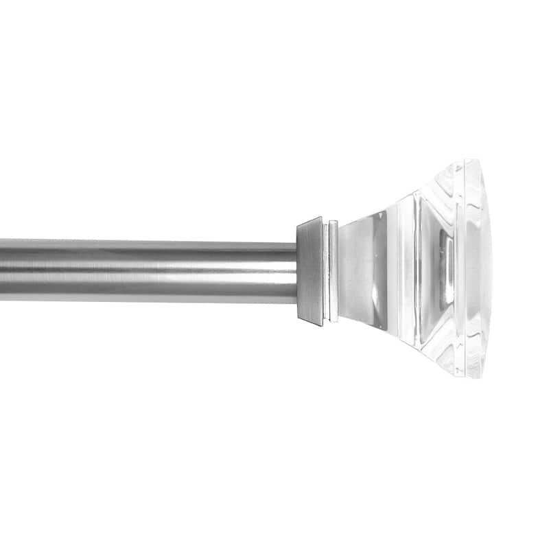 Lumi 1" Single Curtain Rod Set Brushed Nickel- Acrylic Square finials