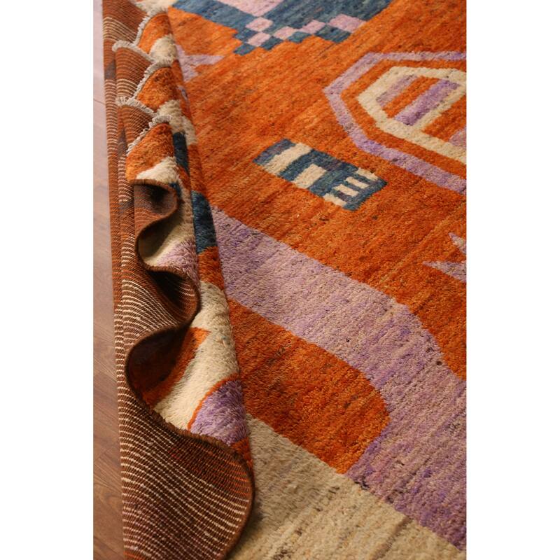 Moroccan Oriental Area Rug Handmade Orange Wool Carpet - 8'2" x 10'1"