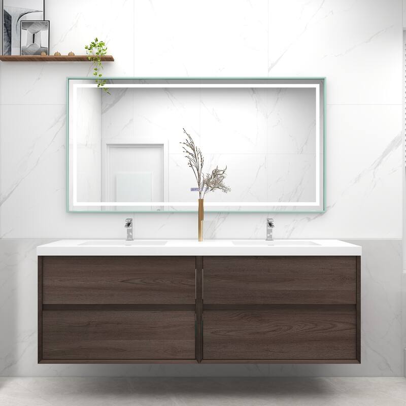 Selina 72" Wall Mounted Vanity with Double Sink - 72