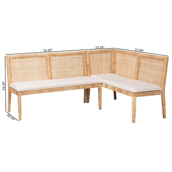 Kalimantan Bohemian Light Honey Rattan 2-Piece Banquette Set