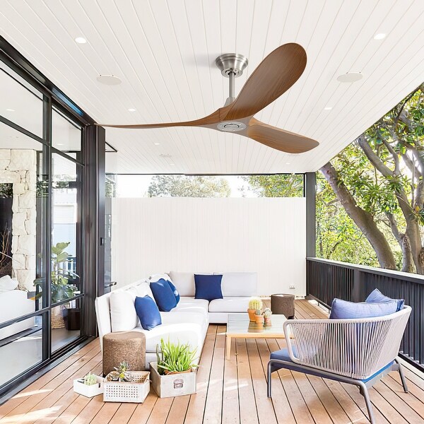 60 Inch Outdoor Ceiling Fan Without Light 3 ABS Blade with Smart APP Control Brushed Nickel On Sale Bed Bath Beyond 42335389