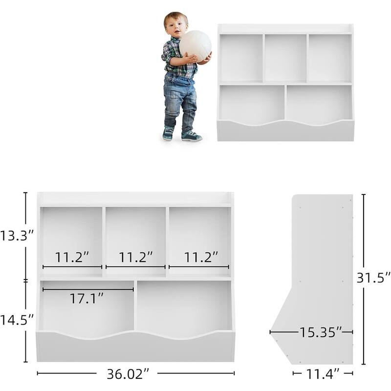 Toy Bookshelf and Bookcase, Multi Shelf with Cubby Organizer Cabinet for Storage Books and Toys
