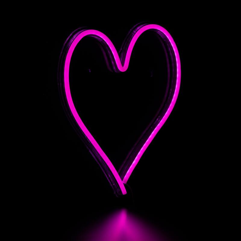 LED Heart Neon Lighted Wall Art - 13.5" - Pink