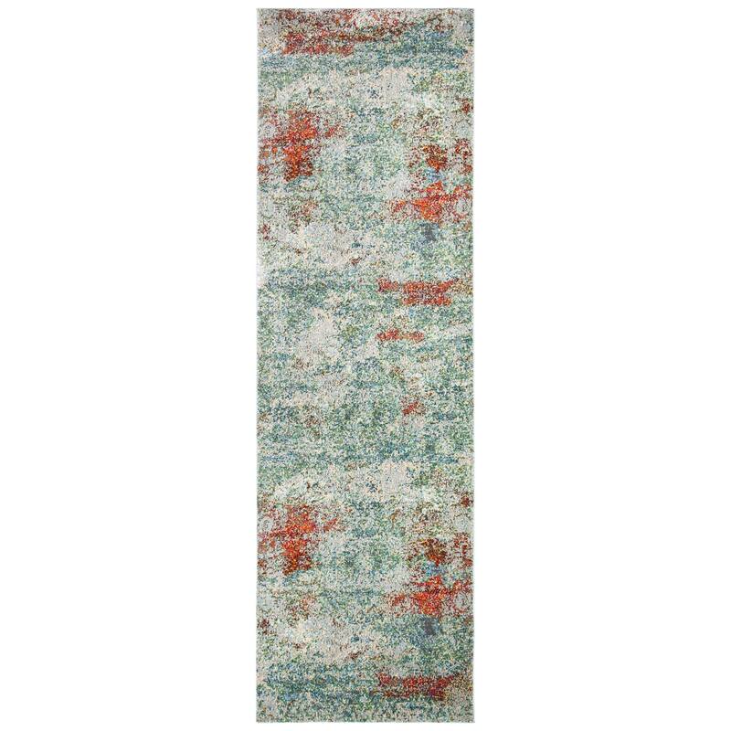 SAFAVIEH Luxor Ardyce Modern Abstract Distressed Ivory / Blue - 2' 2" x 11' - Ivory/Blue - Runner