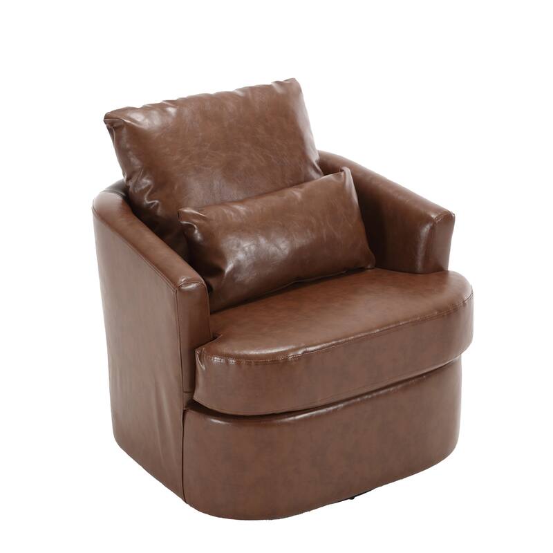 Comfy Round Accent Sofa Chair for Living Room, 360 Degree Swivel Barrel Club Chair for Nursery, Hotel, Bedroom, Office, Lounge