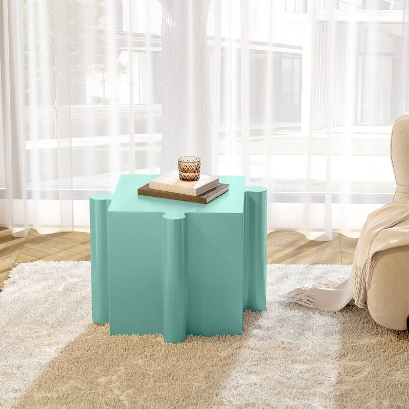 Christopher Knight Home - Sandy Puzzle Art Modern Outdoor Side Table with Modular Convex Edge Design - Light Green