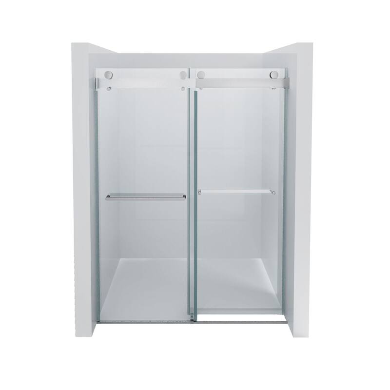 Sliding Frameless Shower Door with 3/8 Inch (10mm) Thick Tampered Glass
