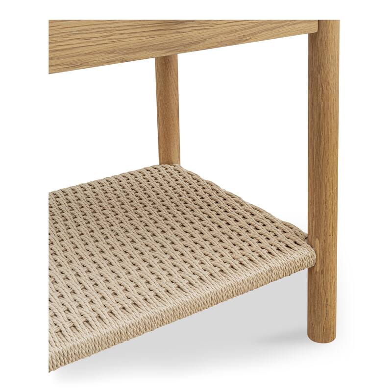 NADAAL STUDIOS Corlan Nightstand, Oak Frame with Paper Rope Shelf 1-Drawer Bedside Table, Brown