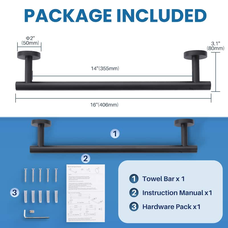 WOWOW Mutiple Length Wall Mounted Stainless Steel Towel Bar
