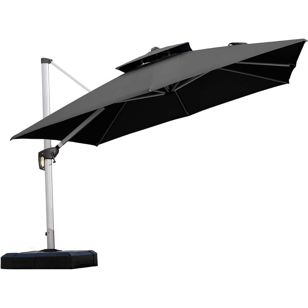 PURPLE LEAF 10ft Square 360 Degree Rotation Patio Offset Umbrella