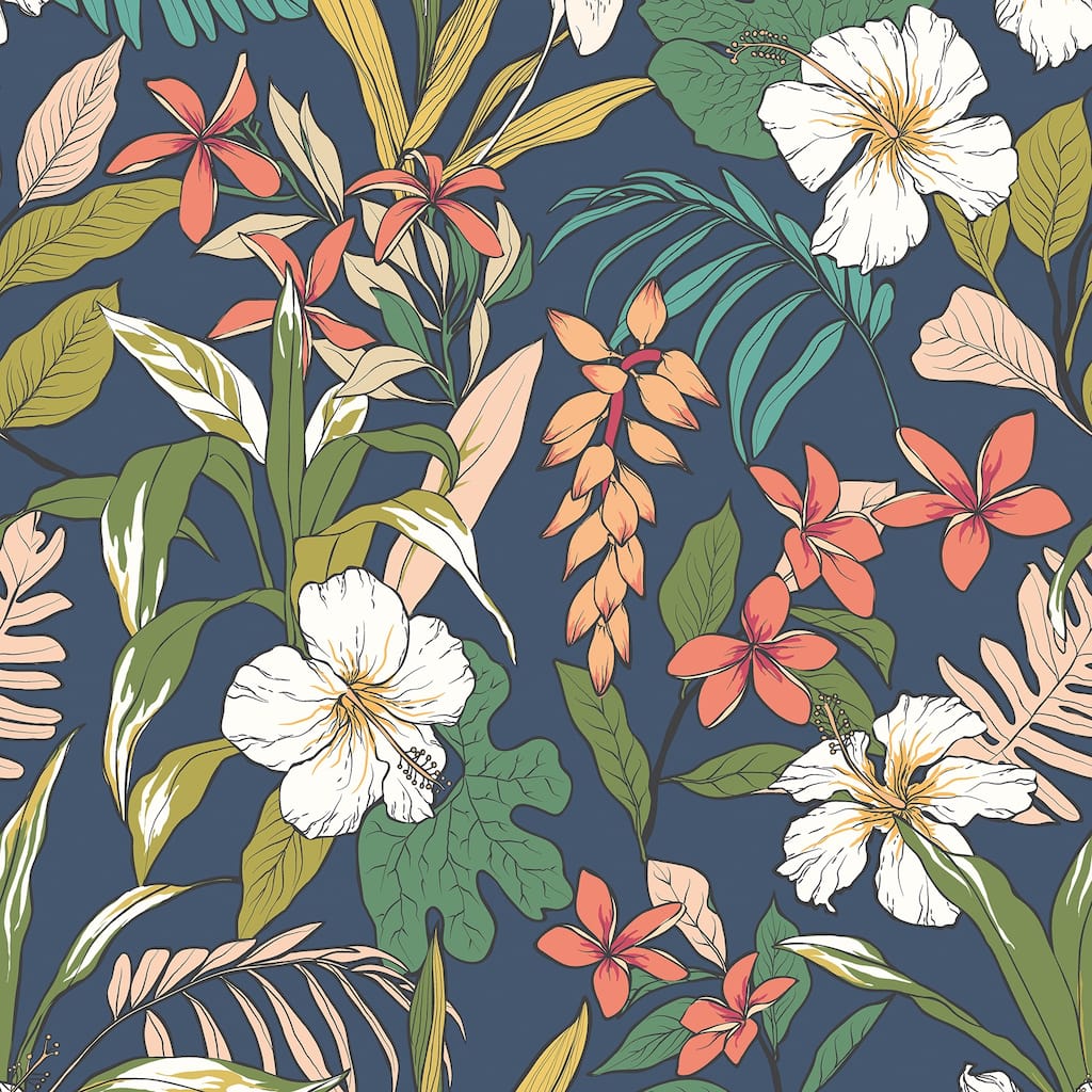 Hoopla Walls Oasis Navy Twist Peel and Stick Wallpaper - N/A