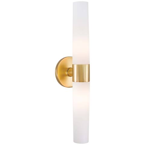 George Kovacs Saber Sconce Light Honey Gold and White Glass 20-inch Wide