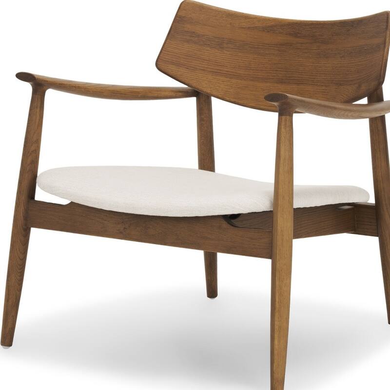 HomeRoots 27" Brown And Cream Upholstery And Solid Wood Arm Chair - 26.77 in. x 28.35 in. x 27.56 in.