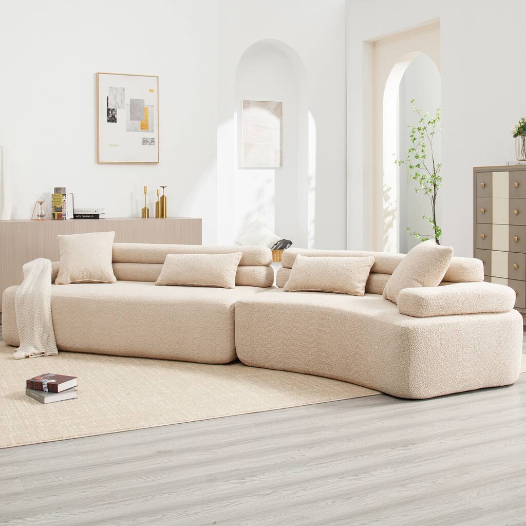 139" Boucle Curved Modular Sectional Sofa, No Assembly